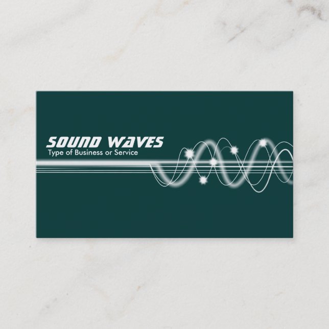 Sound Waves II - Dark Green Business Card (Front)