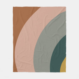 Sound Waves Minimal Pattern in Boho Earth Tones Fleece Blanket
