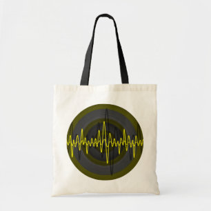 Sound Yellow Dark Round budget tote bag