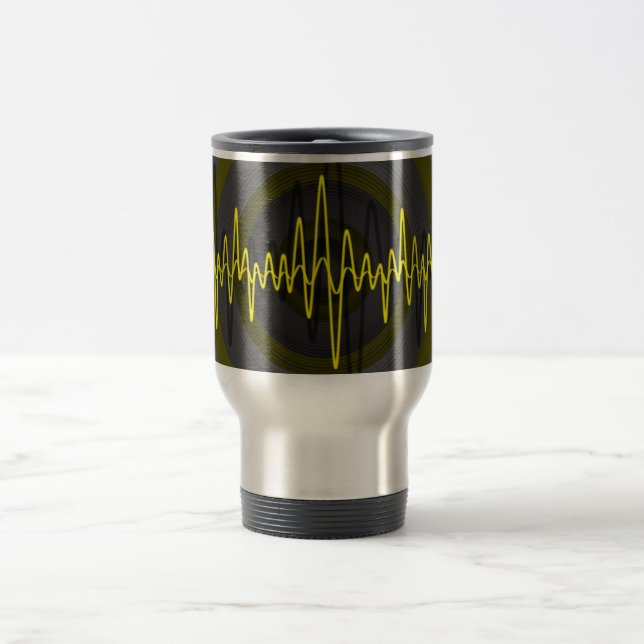 Sound Yellow Dark travel commuter mug (Center)