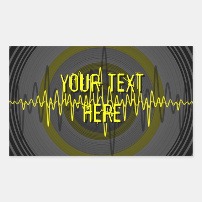 Sound Yellow Dark 'Your Text' sticker rectangle (Front)