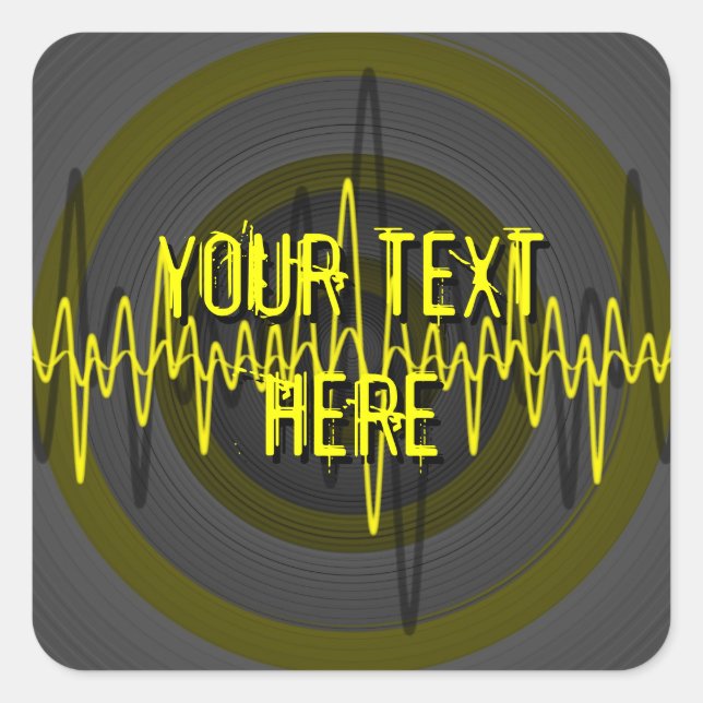 Sound Yellow Dark 'Your Text' sticker square (Front)