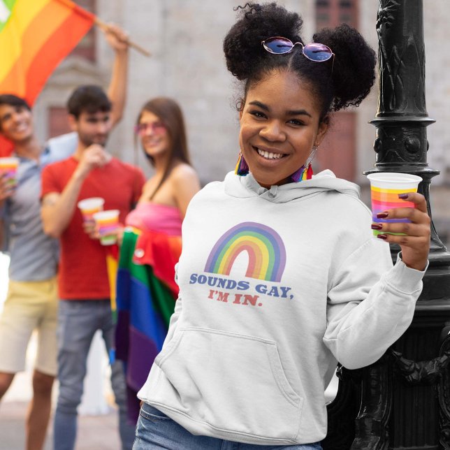 Sounds Gay I’m In Hoodie (gay pride rainbow women's hoodie)
