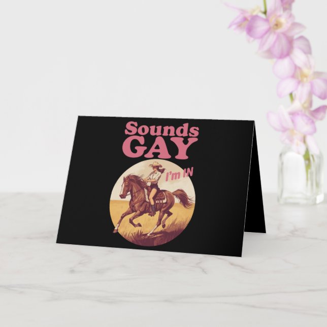 Sounds Gay I'm In Lesbian Western Pride Progress  Card (Orchid)