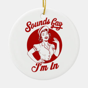 Sounds Gay I'm In Vintage Lesbian Cowgirl Howdy  Ceramic Tree Decoration