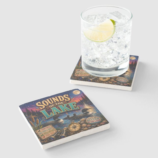 Sounds of the Lake Stone Coaster (Side)