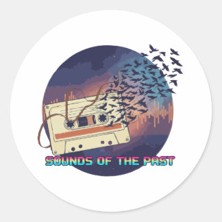 Sounds of the Past Retro 80s Cassette Tape Music  Classic Round Sticker