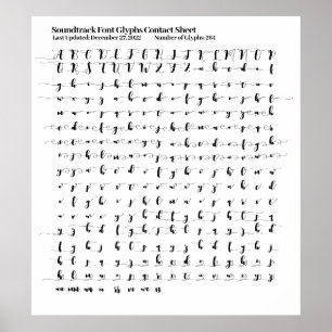 Soundtrack Font Glyphs Contact Sheet Poster