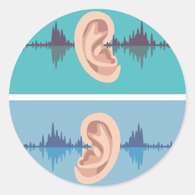 Soundwave through the human ear classic round sticker (Front)