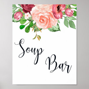 Soup Bar Pink Floral wedding sign 8x10 poster