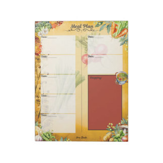Soup Du Jour 7 Day Blank Meal Planner Notepad