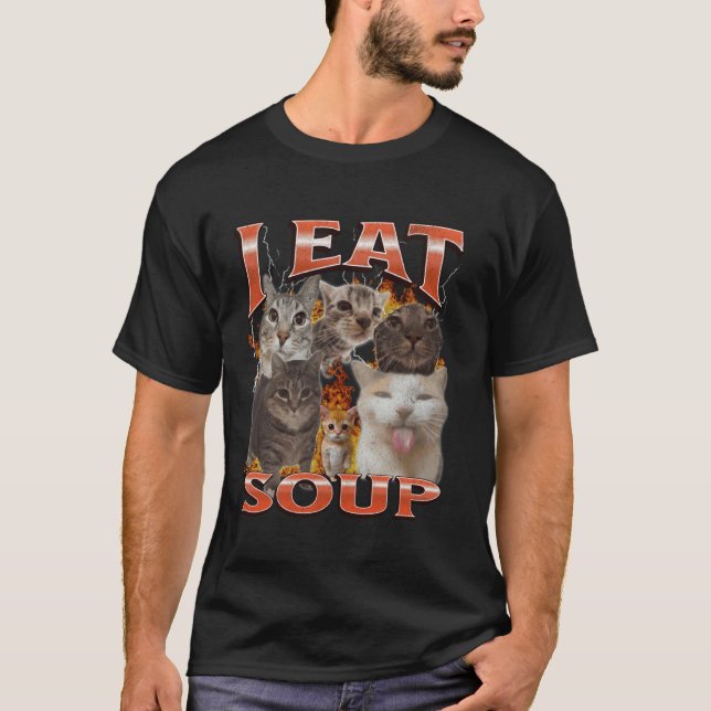 Soup Funny Cat Meme Bootleg Graphic T-Shirt (Front)