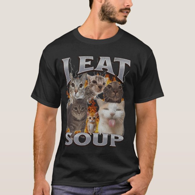 Soup Funny Cat Meme Bootleg Graphic T-Shirt (Front)