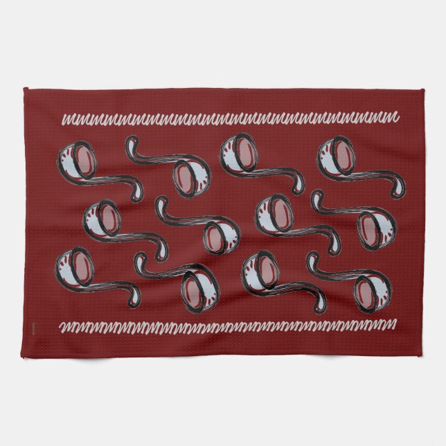 Soup Ladels Cranberry Dish Towel  (Horizontal)
