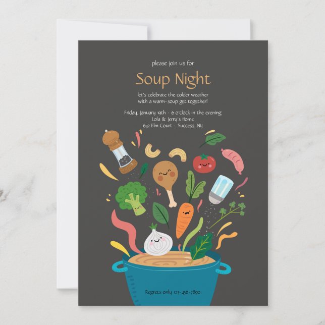 Soup Night Dinner Party Invitations (Front)
