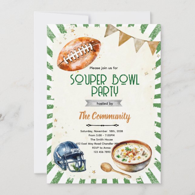 SOUPer Bowl Party Invitation (Front)