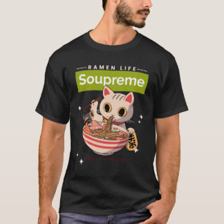 Soupreme - Good Soup - Cat Eating Ramen Noodles  T-Shirt