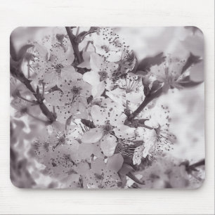 Sour Cherry Tree Black And White Mouse Pad