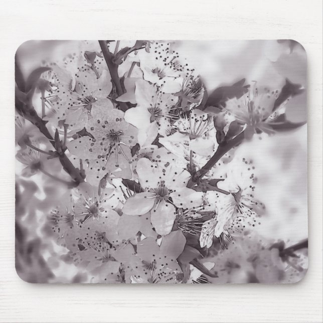 Sour Cherry Tree Black And White Mouse Pad (Front)