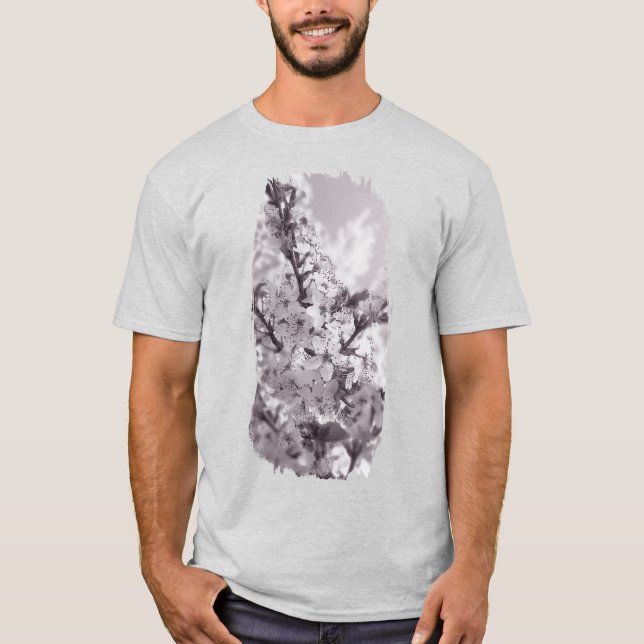 Sour Cherry Tree Black And White T-Shirt (Front)