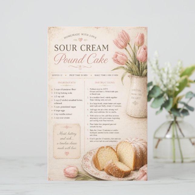 Sour Cream Pound Cake Recipe, Pink Tulips Rustic,  (Standing Front)