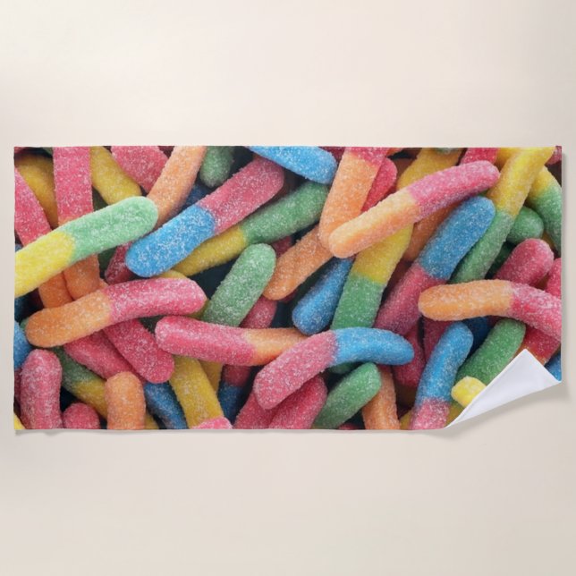 Sour Gummy Worms Beach Towel (Front)