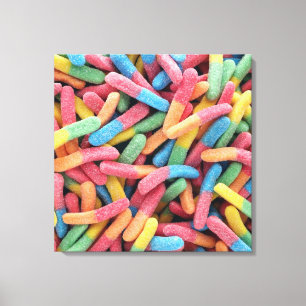Sour Gummy Worms Canvas Print