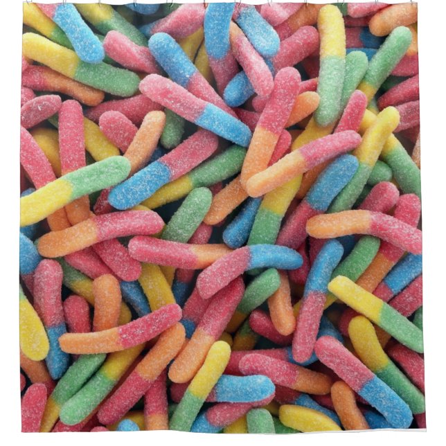 Sour Gummy Worms Shower Curtain (Front)