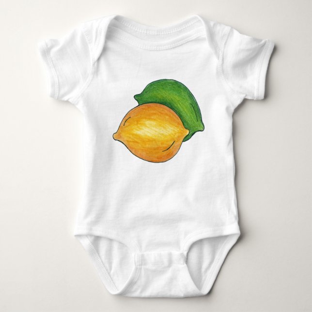 Sour Lemon n' Lime Citrus Fruit Cooking Foodie Baby Bodysuit (Front)