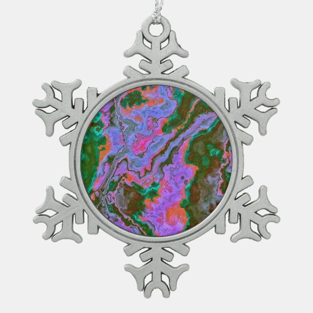 Sour Marble  Snowflake Pewter Christmas Ornament (Front)