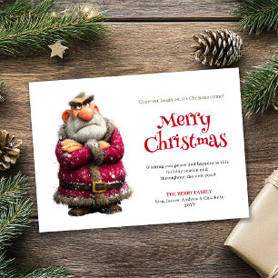 Sour Santa custom funny downloadable Christmas Holiday Card