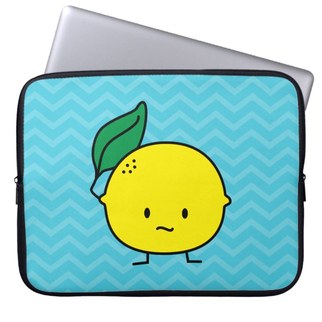 Sour yellow lemon leaf citrus fruit lemony laptop sleeve (Front)