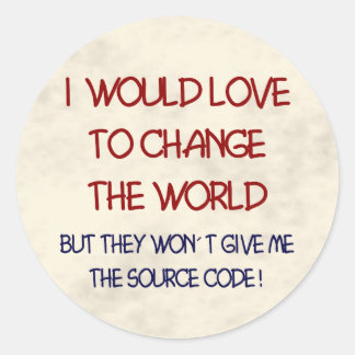 source code classic round sticker