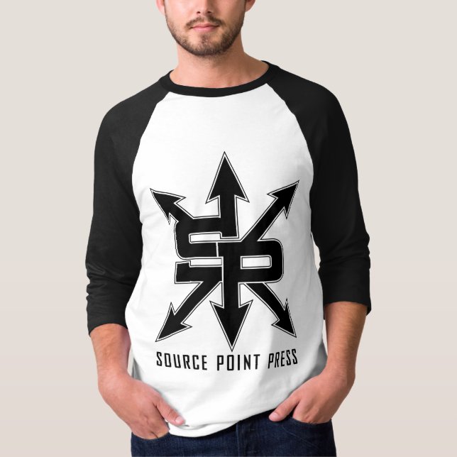 Source Point Press Black Logo Raglan T-shirt (Front)