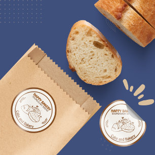 Sourdough Bread Bakery Icons Coffee Tone Classic Round Sticker