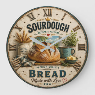 Sourdough Bread Rustic Artisan Bakery Large Clock