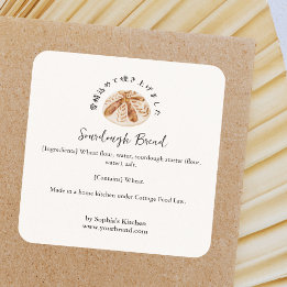 Sourdough Bread Watercolor Bakery Ingredient Square Sticker