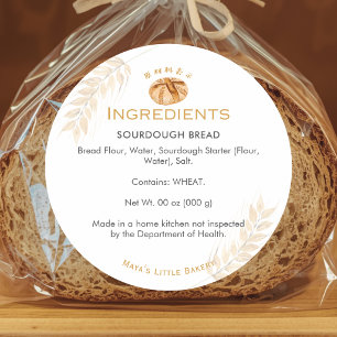 Sourdough Bread Wheat Bakery Ingredient Classic Round Sticker