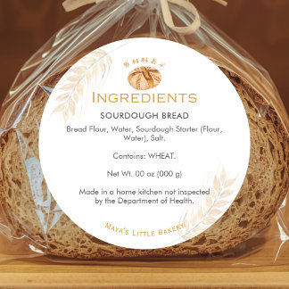 Sourdough Bread Wheat Bakery Ingredient Classic Round Sticker