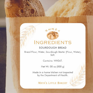 Sourdough Bread Wheat Ingredient Product Square Sticker