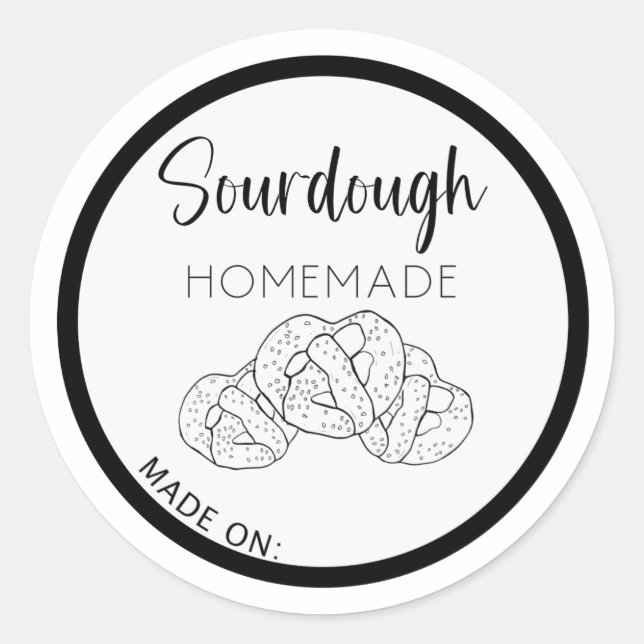 SOURDOUGH PRETZEL LABEL, SOURDOUGH BAKING CLASSIC ROUND STICKER (Front)