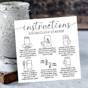 Sourdough Starter Instructions Minimal Logo Bread Square Business Card