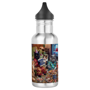 Souris d'Or Party Cats Stainless Steel Water 532 Ml Water Bottle