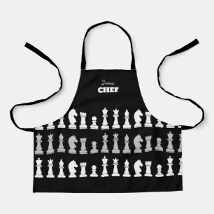 Sous Chef Chess Piece Black White Kids Apron