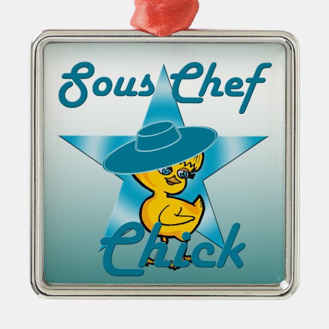 Sous Chef Chick #7 Metal Tree Decoration (Front)