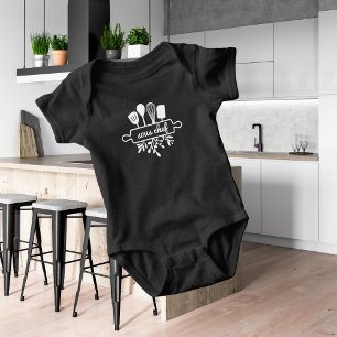 Sous Chef Kitchen Utensils Line Art Baby Bodysuit