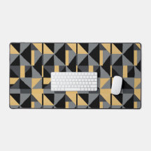 Sous-main / Tapis de Bureau Géométrique Noir et Or