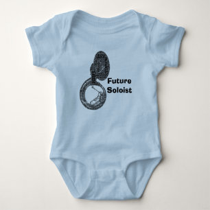 Sousaphone Shaped Word Art Black Text Baby Bodysuit
