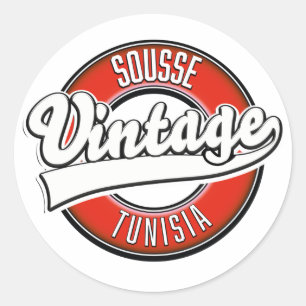 Sousse tunisia vintage style logo classic round sticker