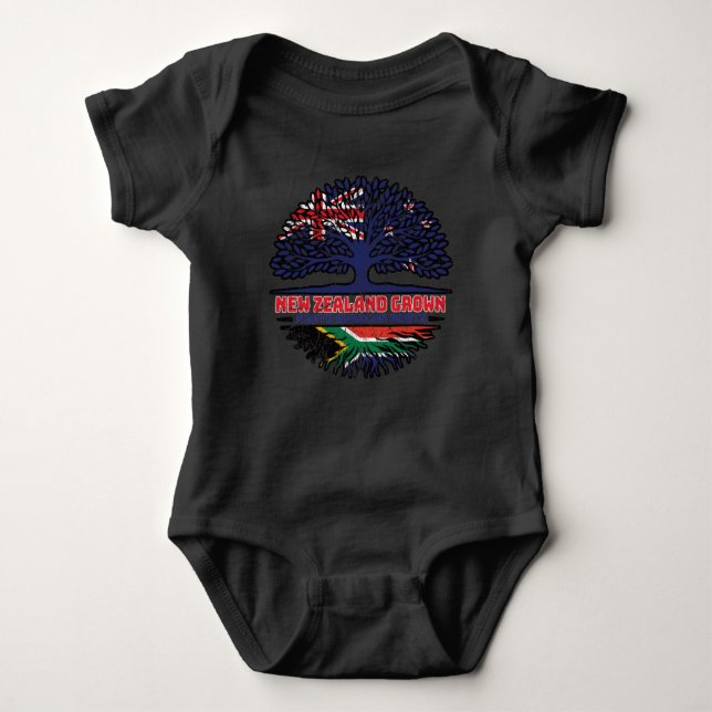 South Africa African New Zealander New Zealand Baby Bodysuit (Front)